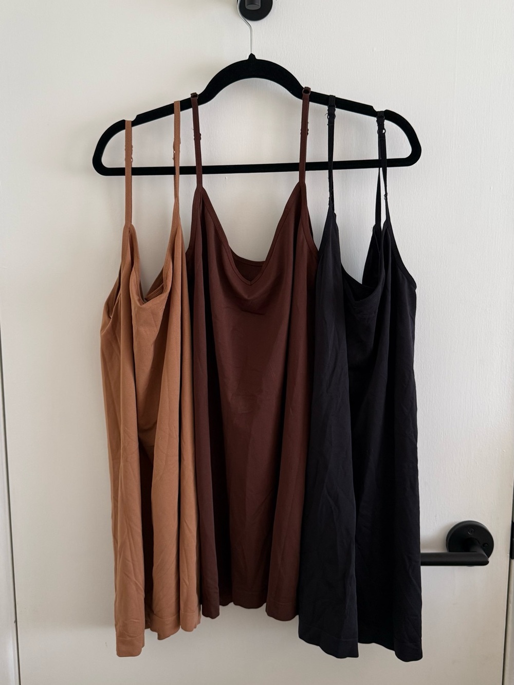 Nine West Essentials Set of Three Reversible Tank Camisoles - Tan, Brown, Black